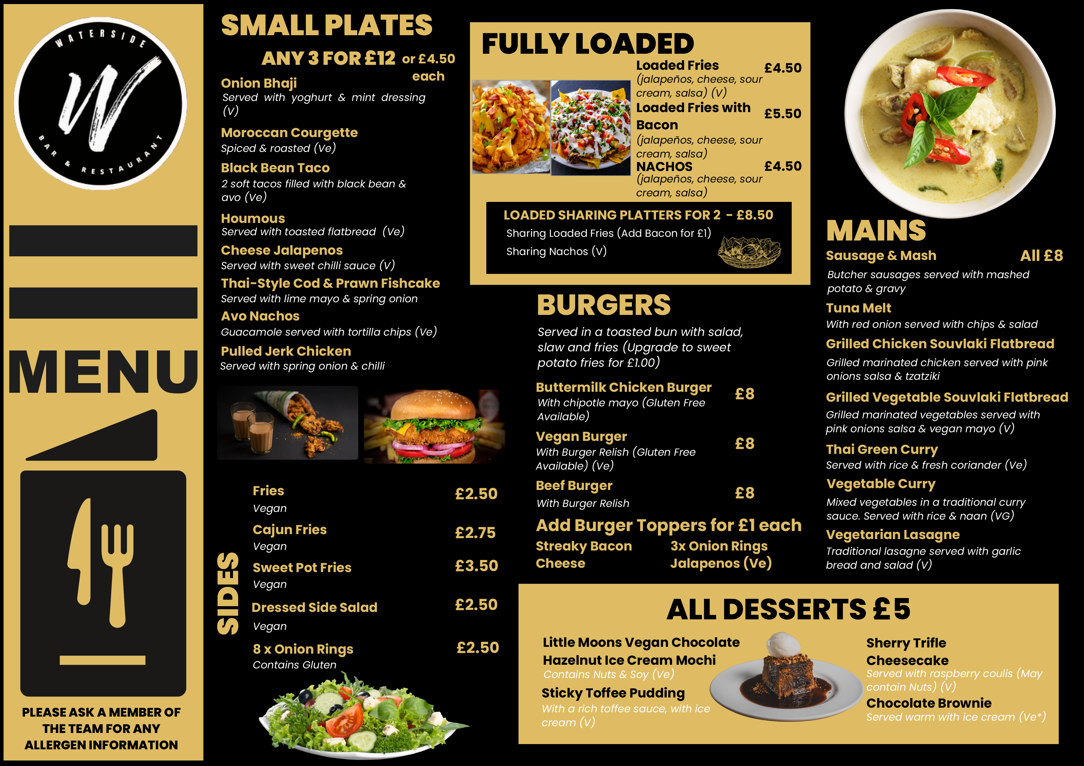 Waterside Bar and Restaurant menu page 1